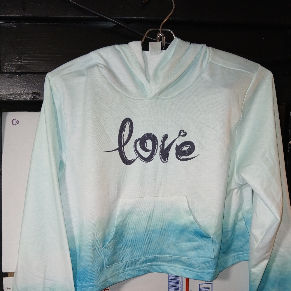 Blue and White Love Hoodie